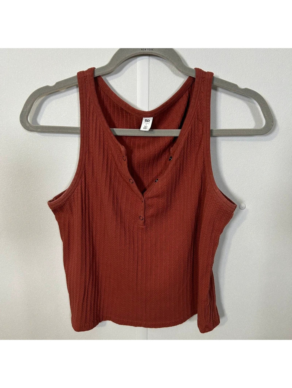 BP. Nordstrom Rust Ribbed Button Front Tank Top Size L - Picture 2 of 4